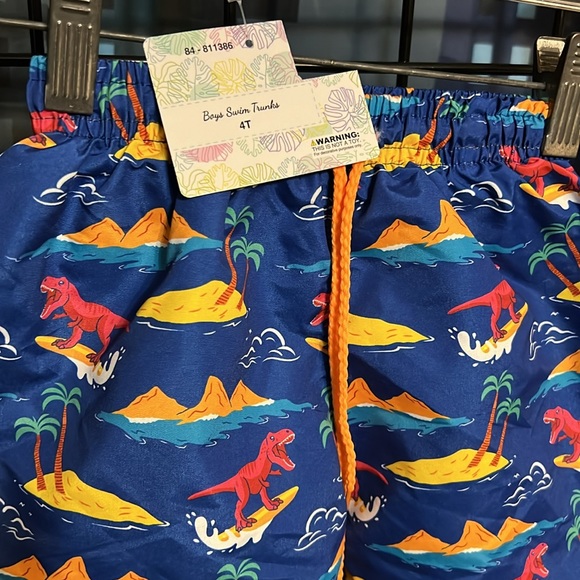 New Momentum Brand Dinosaur Print Boys Swim Trunks (C) - Picture 2 of 4